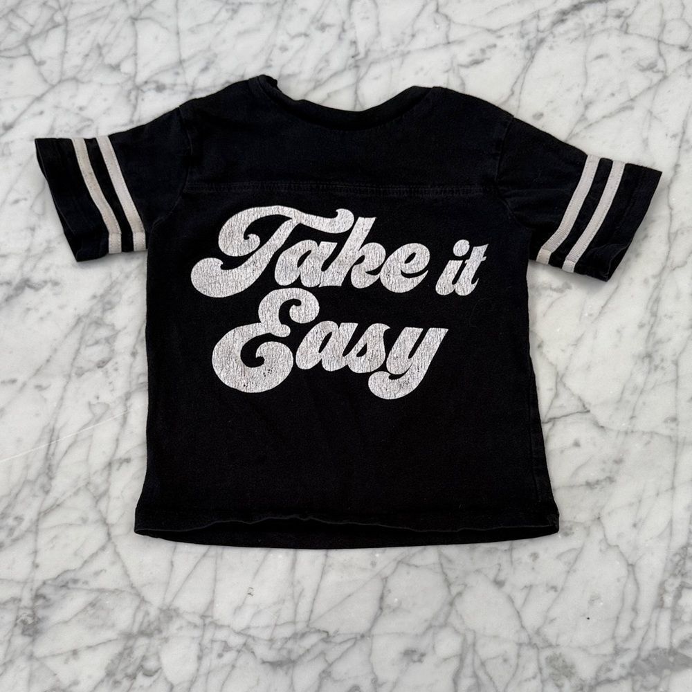 Tiny Whales Take it Easy Kids Black T-Shirt Sz 18/24 Mo